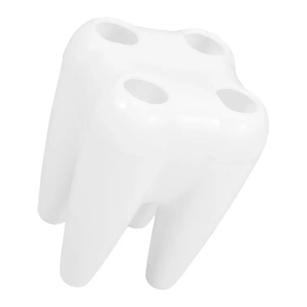 Portaspazzolino a forma di dente, decorazione per il bagno in stile cartone animato, supporto ventilato multi-scomparto per spazzolini da adulti per la doccia