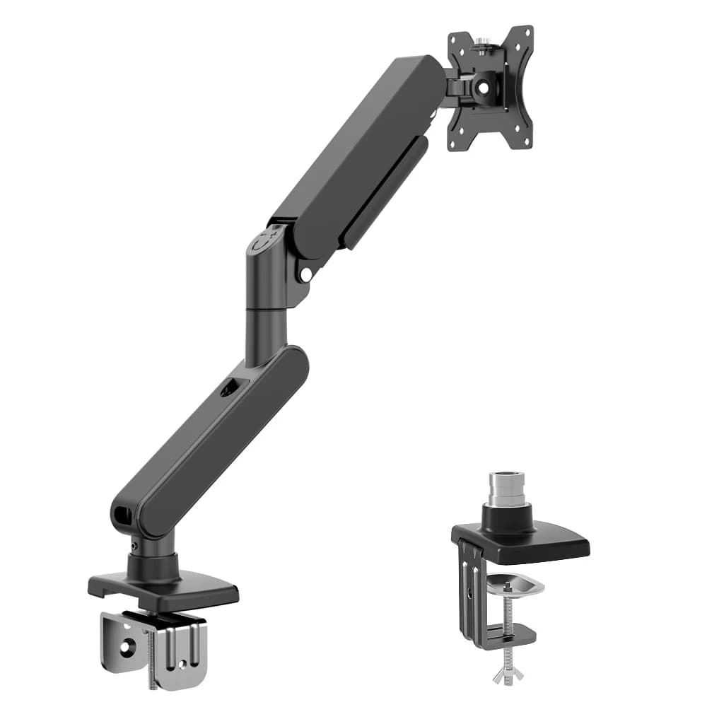 Supporto da Scrivania per Monitor Singolo Bianco, Schermo 17-35 Pollici, Carico 2-10kg, Supporto Monitor Regolabile con Molla a Gas, VESA 75/100, Rotazione 360° °