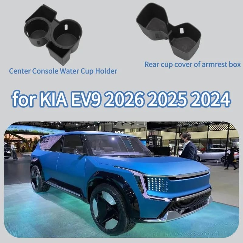 Inserti Portabicchieri per KIA EV9 2024-2026 Land/GT-Line/GT, Protezione Console Centrale Anteriore e Posteriore in TPE, Accessori