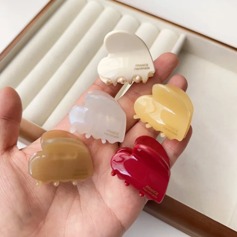 Temperament Acetic Acid Love Heart Hair Claw Side Clip Barrettes Acetate Hair Clips Y2K Hair Accessories Hair Grab Clip Daily