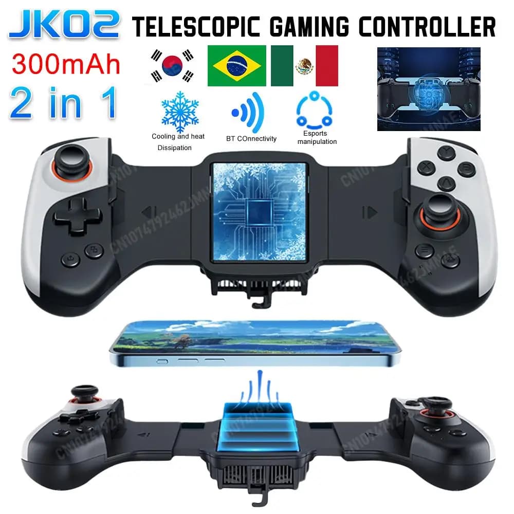 Controller di gioco telescopico JK02 con radiatore a semiconduttore, impugnatura di raffreddamento per console di gioco IOS/Switch/Android, joystick per gaming.