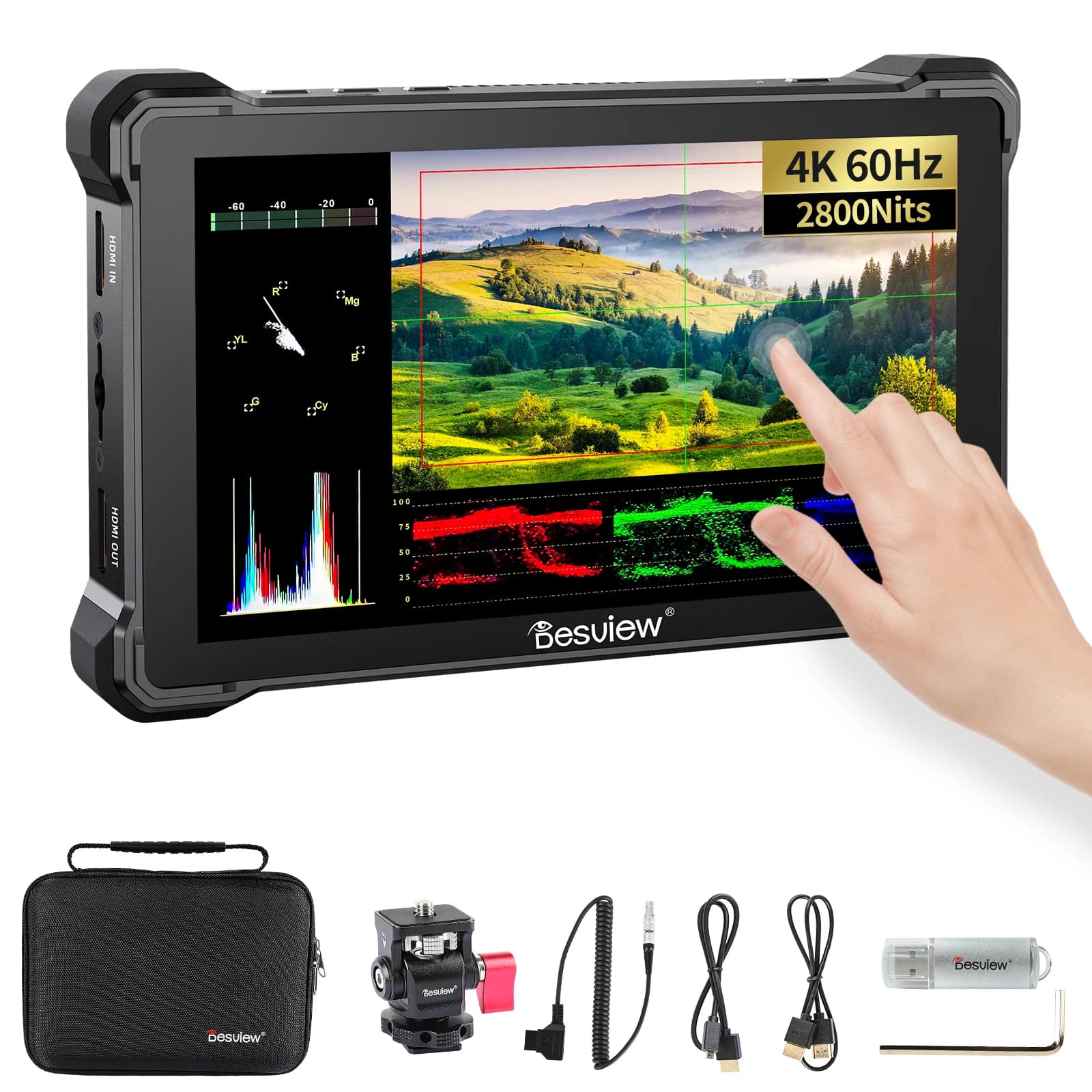 Desview 7" R7III R7SIII Camera Field Monitor 2800nits UHB Touch Screen Full SDI/HD 4K HDMI 3G-SDI Input/Loopout Camera Monitor