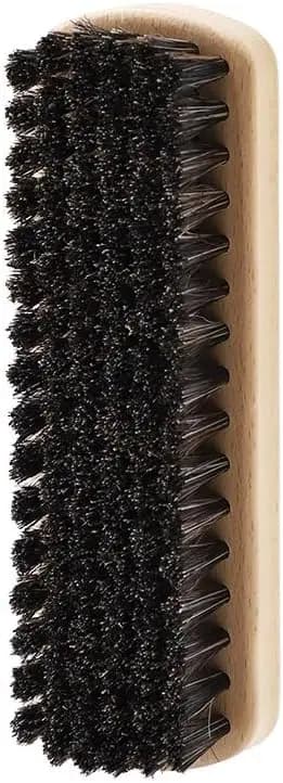 Spazzola Professionale in Crine di Cavallo per la Cura della Pelle - Spazzola per Lucidatura e Pulizia con Setole Naturali Morbide e Manico in Legno