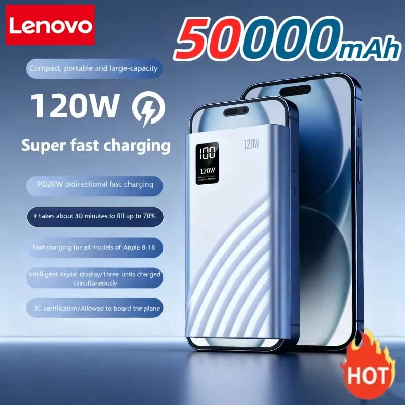 ONEPLUS 120W 50000mAh Super fast charging portable charger of large emergency capacity suitable for iPhone Samsung