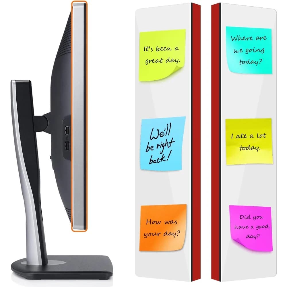 Schede adesive per monitor senza cornice da 2 pezzi - Scheda memo per schermi per monitor senza bordi, pannello laterale trasparente per computer decorativo