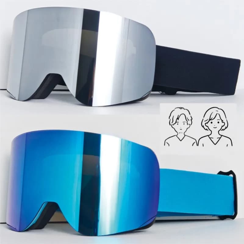 Men Women Ski Goggles, Ventilated Anti-fog Lens, Windproof Dustproof, UV Protection, Elastic Strap for Snow Sports