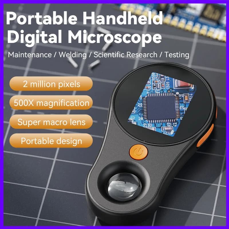 Microscopio digitale portatile con lente d'ingrandimento portatile leggera 1080P 2.0 "500X per la riparazione di orologi di gioielli elettronici