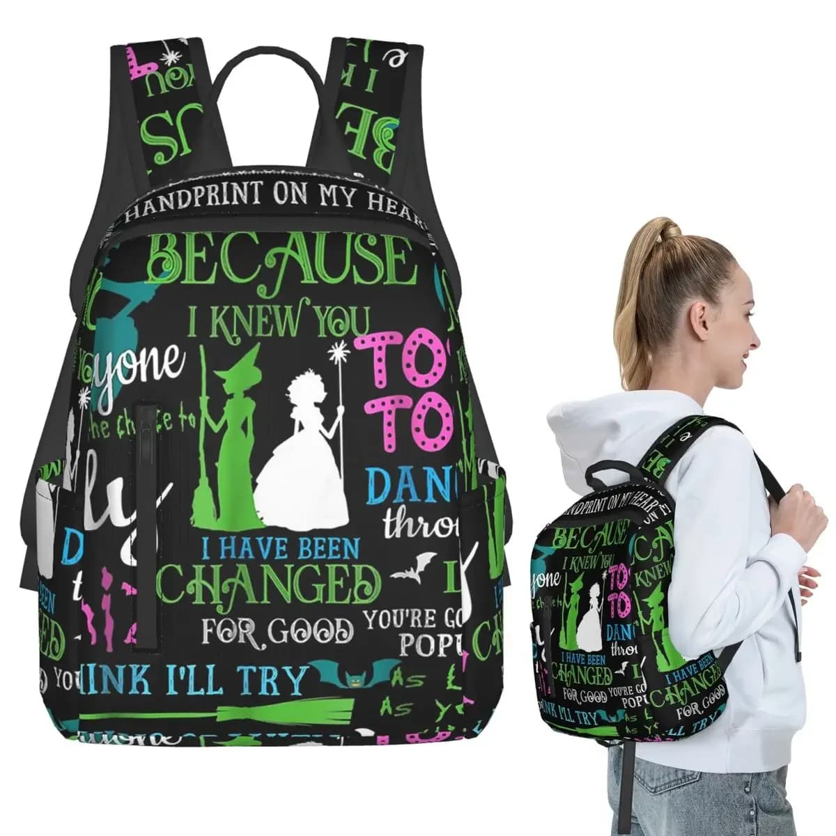 Halloween Wicked Musical Backpack Student BookBag Kids School Bag Computer Shoulder Bags Boys Girls