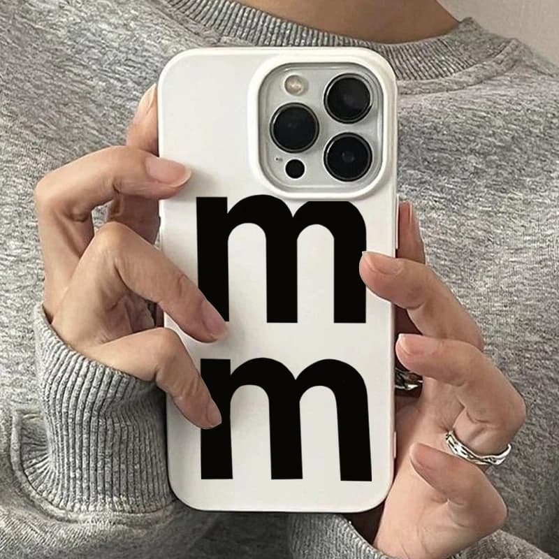 INS Korean Simple Letter MM Phone Case For iPhone 17 16 Pro Max 15 14 13 12 11 Pro Max 15 14 Plus 16e Shockproof Soft Cover