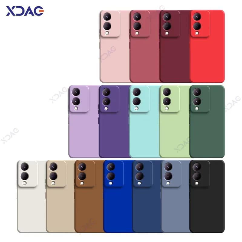 Custodie per cellulari originali per VIVO Y28 VIVOY28 5G 6.56 "360 Cover posteriore morbida in silicone liquido quadrato di lusso Borsa impermeabile Armatura