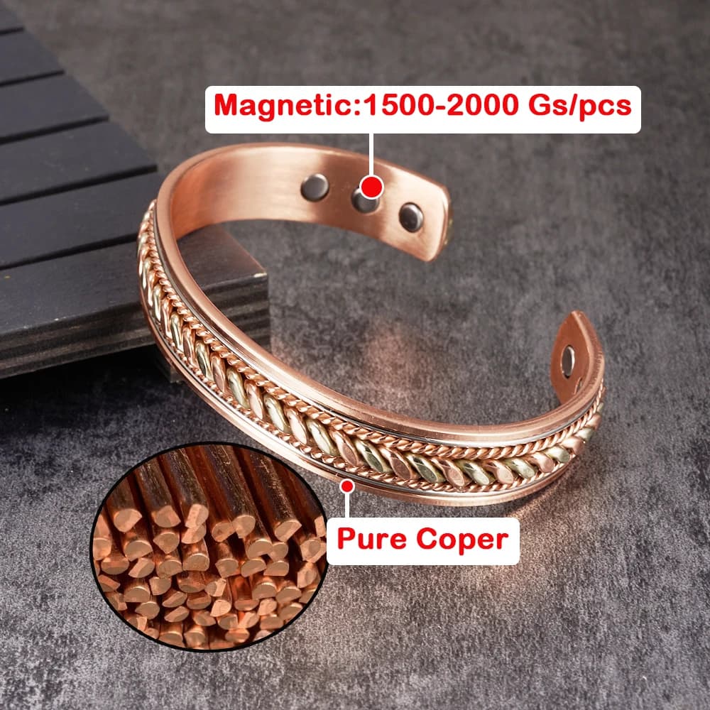 Vinterly Twisted Pure Copper Magnetic Bracelet Benefits Adjustable Cuff Bangle Women Anthritis Pain Relief Health Energy Jewelry