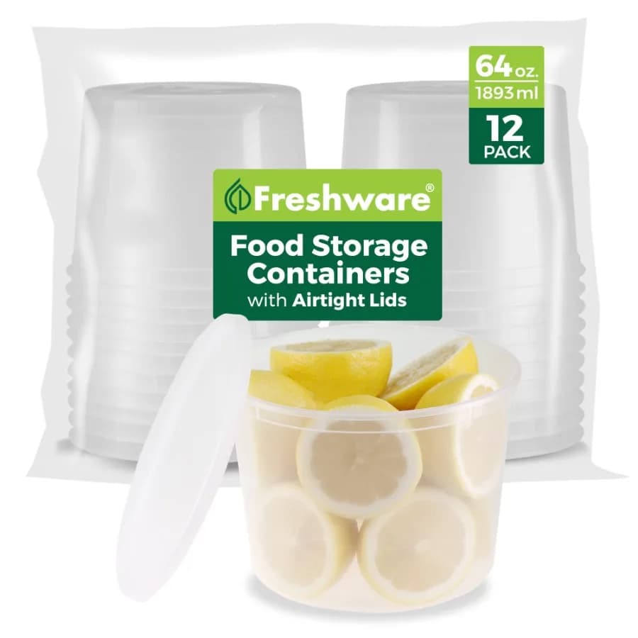 Contenitori in Plastica Freshware AIF9 Set da 12, 32 oz e 64 oz, Ideali per Conservazione Alimenti in Cucine Commerciali, Preparazione Pasti e Spesa