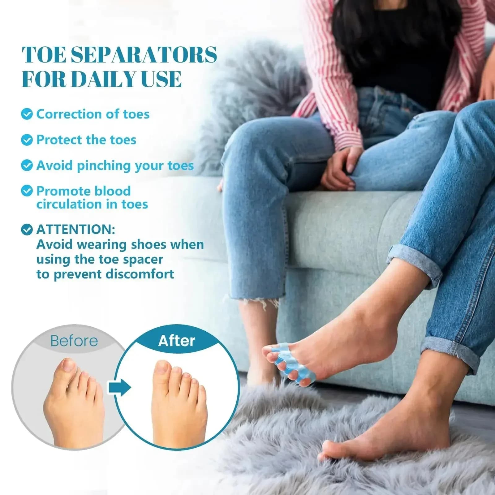 1 pair of silicone finger separators concealer for toe valgo concealer for toe hammer soft silicone material for the separation of toe feet tool for foot care