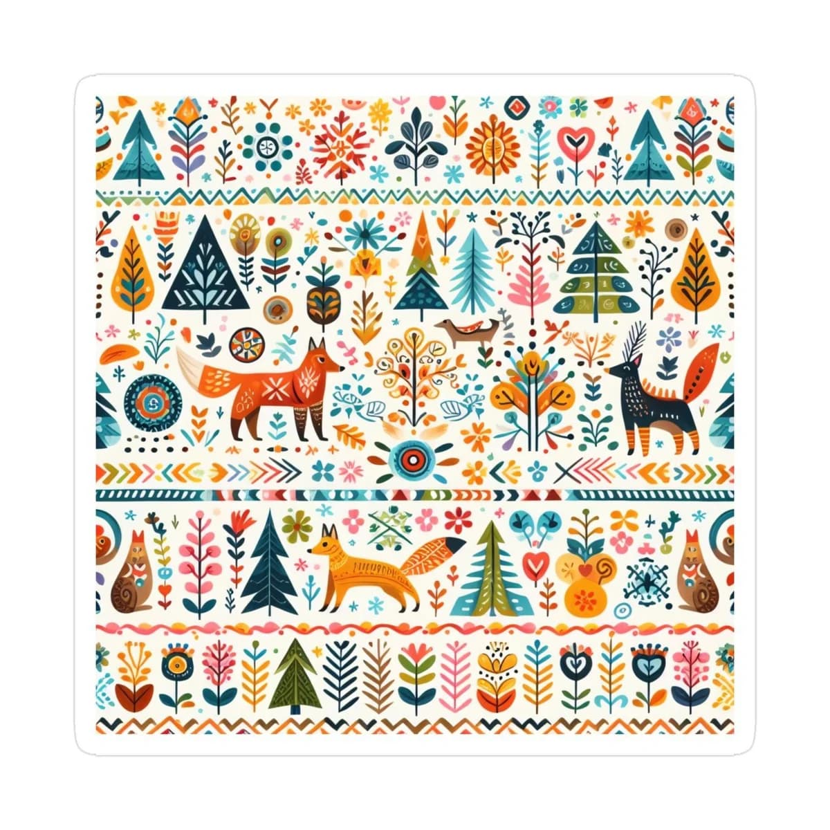 1PC 40X40CM/15.74in ,11Ct/14Ct Cross Stitch Kit Diy Valentine's Day Gift Embroidery Set For Festival,Folk Forest Animal Pattern