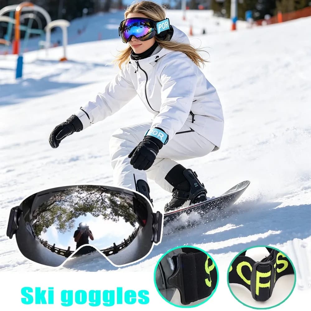 Large Frame Ski Goggles Over Glasses Single Layer Professional Windproof Snowboard Goggles Winter Snow Sports