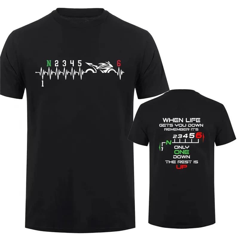 1 n23456 moto Gear Biker Heartbeat Print T-Shirt da uomo estate T-Shirt da uomo abbigliamento maglietta oversize da uomo maglietta grafica