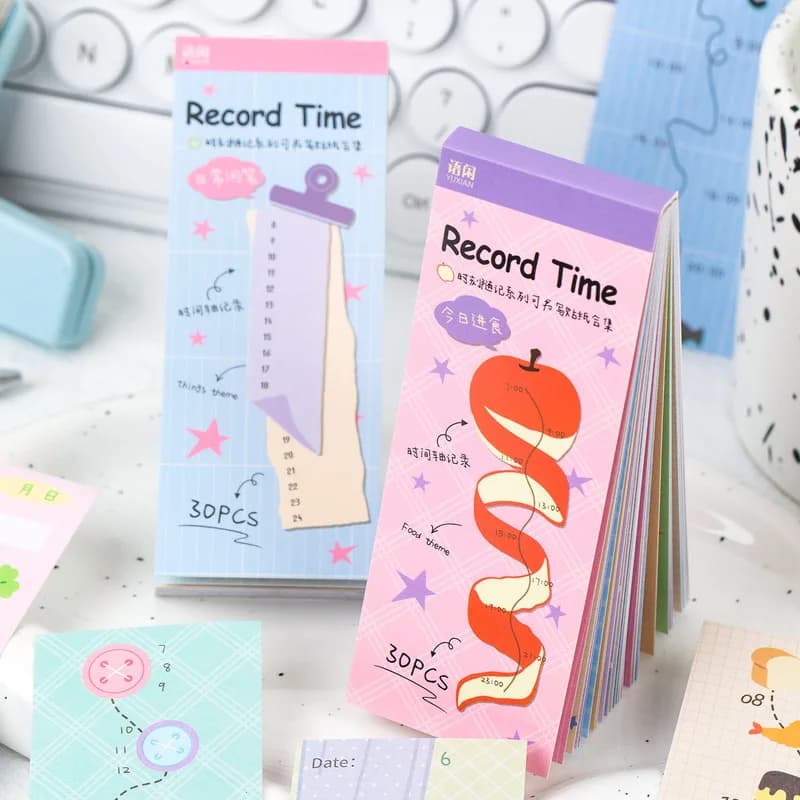 30Pcs Write‑able Paper Sticker Book, Record Time Timeline Note Stickers for Junk Journal Planner DIY Supplies