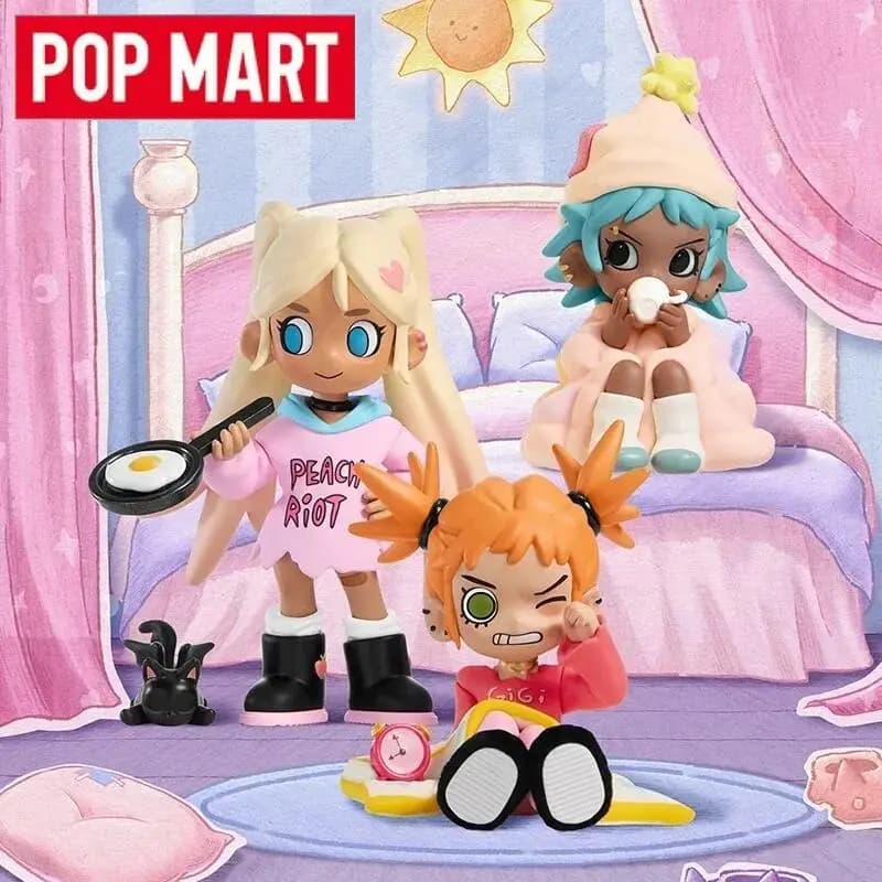POP MART Lil Peach Riot Sleepover Series Blind Box Toys Mystery Cute Anime Figure Guess Bag Desktop Ornament Collection