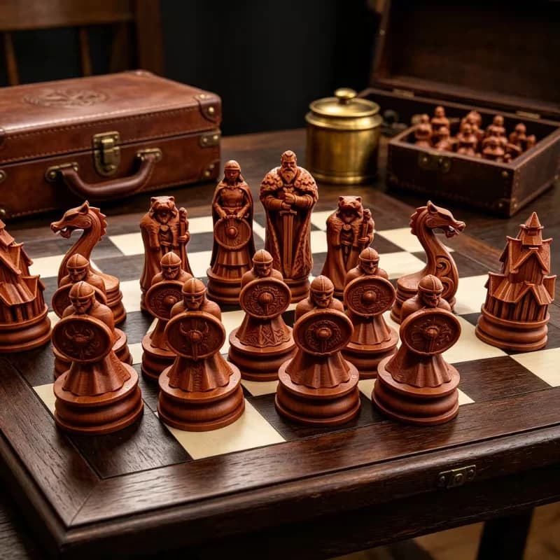 16 Pcs Creative Viking-themed Chess Nordic Warrior Chess Pieces, Chess Sets, Board Game Gifts