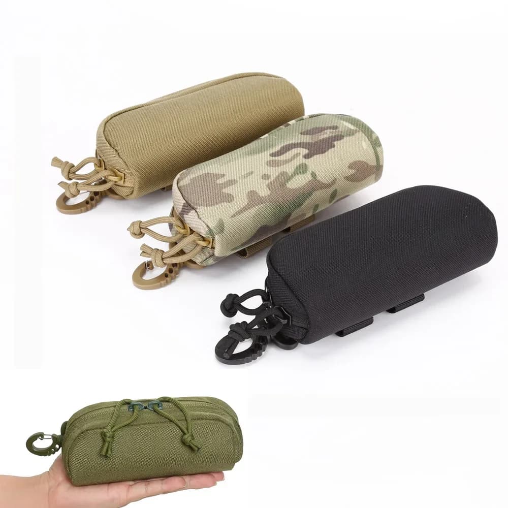 Tactical Outdoor Sunglasses Case Hard Shell Eyeglasses Box Nylon Protective Glasses Pouch 17x8x5cm Molle Hook Hunting Camping ED