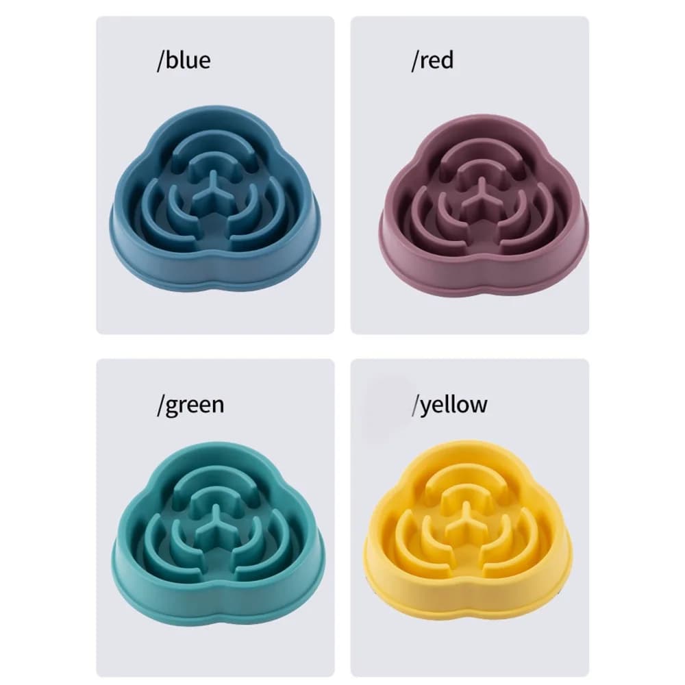 Food Grade PP Slow Feeder Bowl Cute Shape Small Medium Pets Anti Choke Dish Slow Feed Structure Silicone Non Slip Pad Dog Bowl