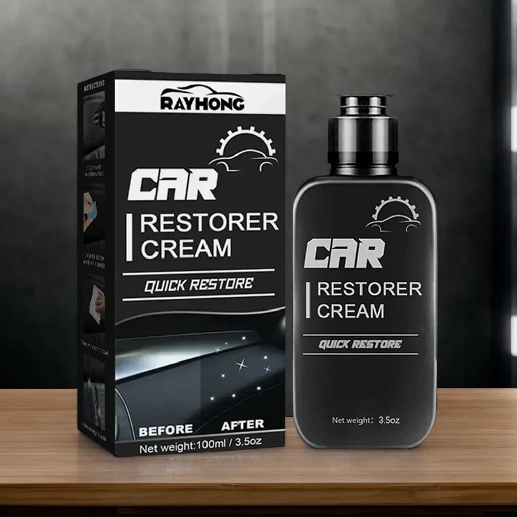 Crema riparatrice multi-superficie per pelle e plastica - Cera per interni auto da 100 ml con spugna per protezione idrofobica