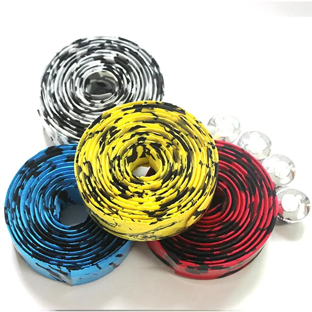 2pcs Road Bike Handlebar Tape Camouflage Cycling Wrap Wicking Tape Damping Stretch Absorb Sweat Anti-slip Handle Bicycle Belt