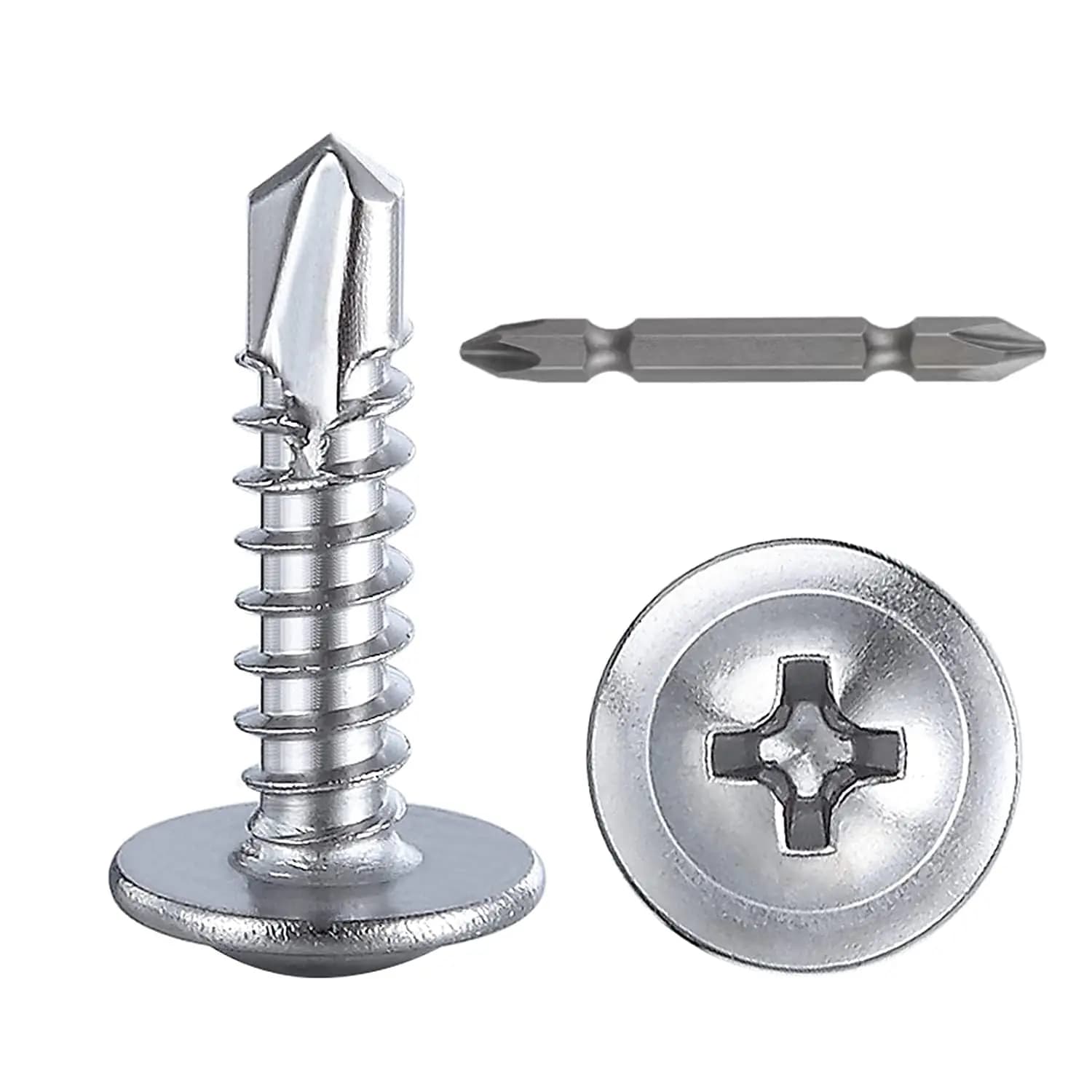 300 pezzi # Viti Autofilettanti 8x3/4" per Lamiera, Testa a Truss in Acciaio Inox 410, Alta Resistenza, Filettatura Rapida