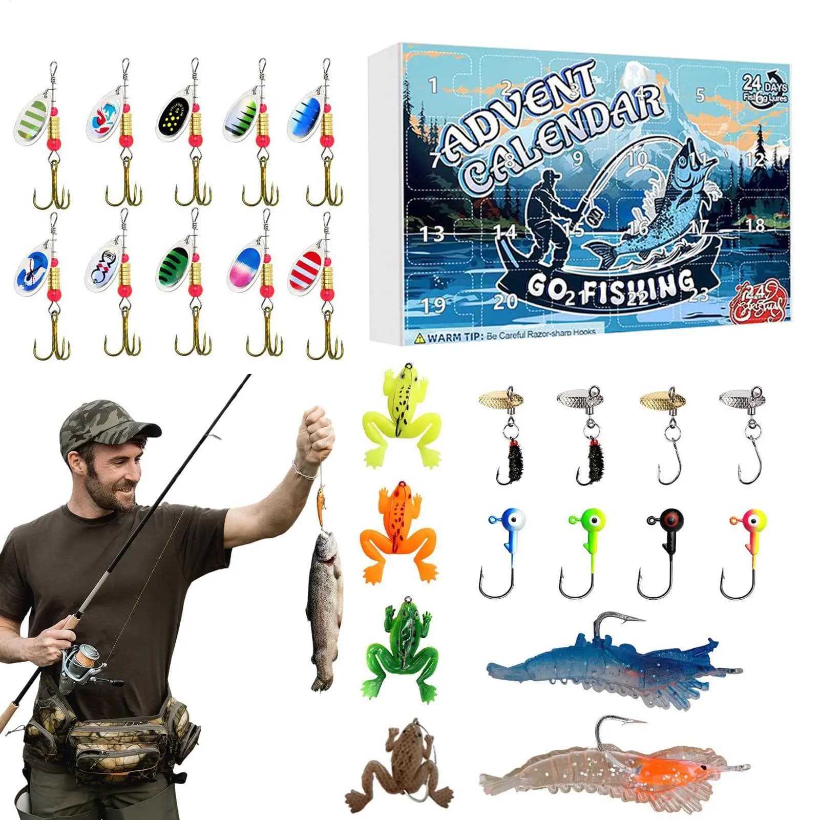 Freshwater Fishing baits Freshwater Fishing equipment Kit Christmas Advent Reverse Countdown 2025 Canned bait for trout Spigola Catfish