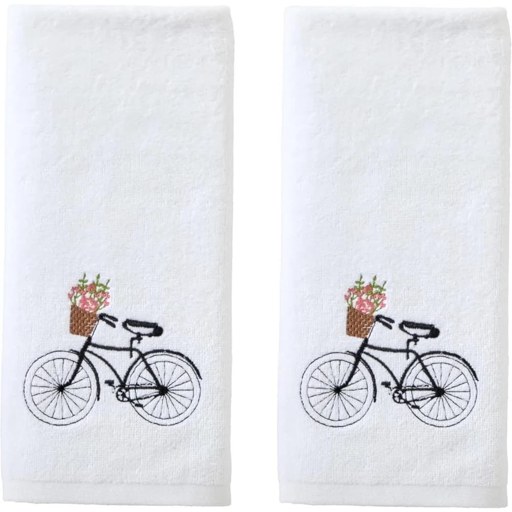 Sabato Cavaliere Ltd. Set di 2 asciugamani per bici con cesto di fiori per bagno/cucina/bar e regalo