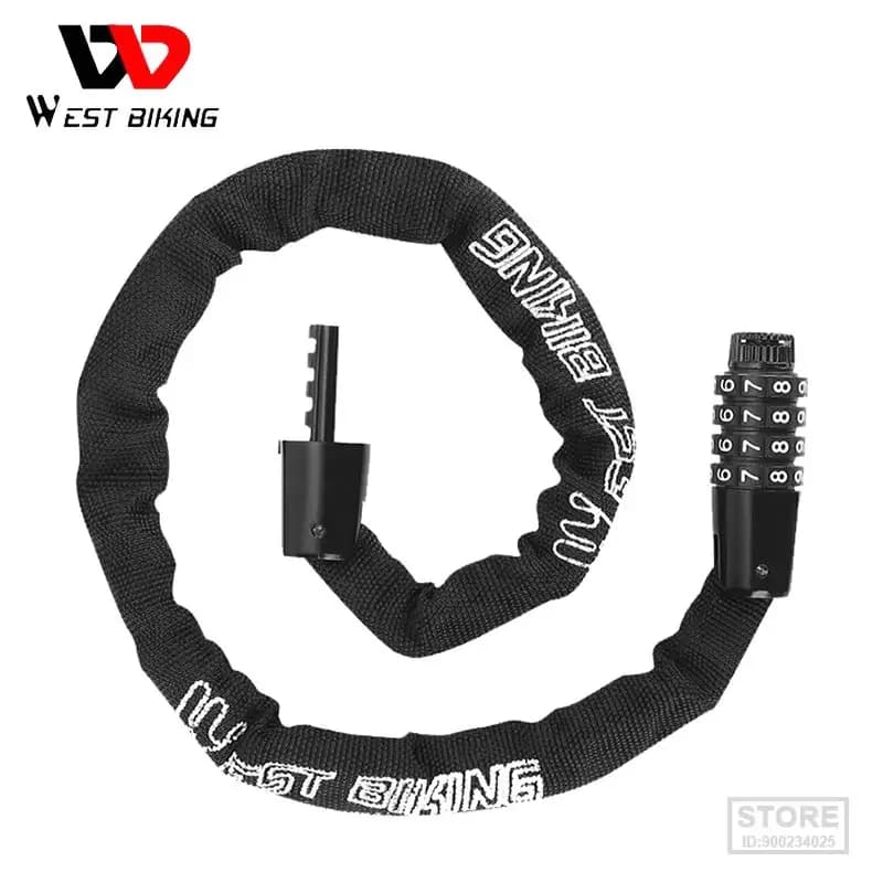 WEST BIKING Lucchetto a catena per bici combinato 65-150 cm Antifurto portatile 4 codici Lucchetto a catena per bicicletta di sicurezza Accessori per bici da strada MTB
