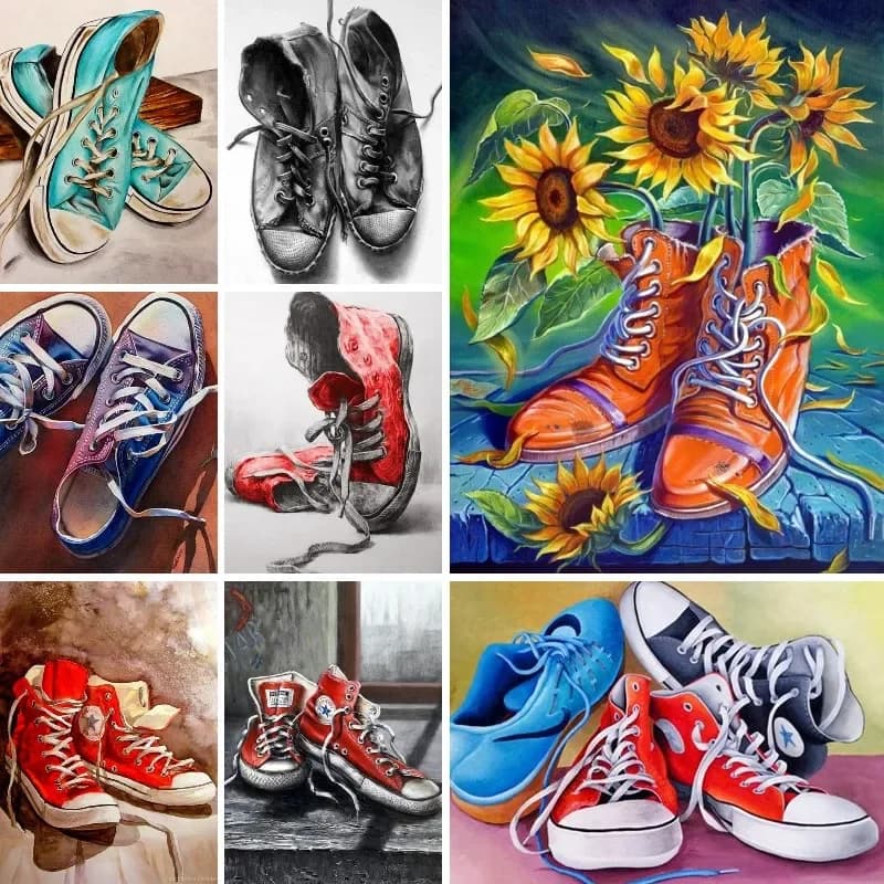 5d fai da te "vecchie scarpe da ginnastica" pittura diamante poster diamante pieno ricamo punto croce modello diamante mosaico decorazioni per la casa regalo