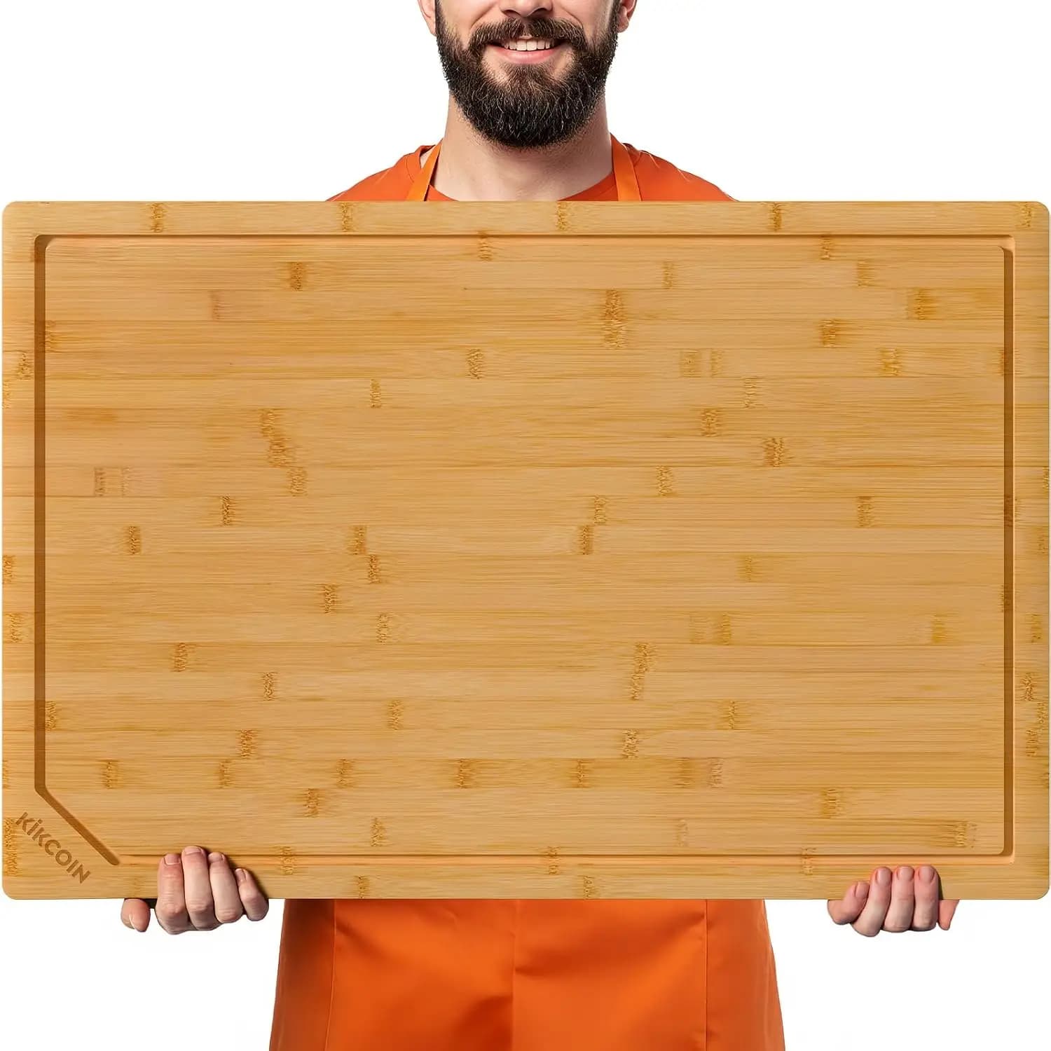 30x20 Inch Bamboo Cutting Board for Kitchen, Heavy Duty Extra Large Wooden Chopping Board with Deep Juice Groove & Handle, Oversized Stove Top Cover