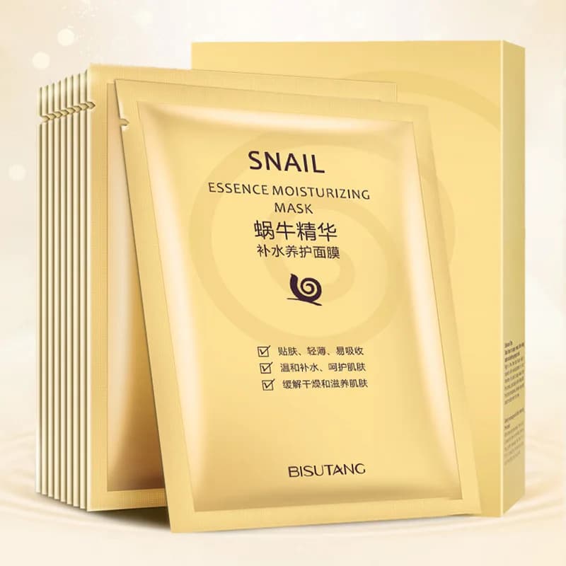 10 pz Lumaca Anti-età Maschera per il viso Idratante Sbiancante Anti Rughe Maschere per il viso idratanti Maschere in fogli Prodotti per la cura della pelle