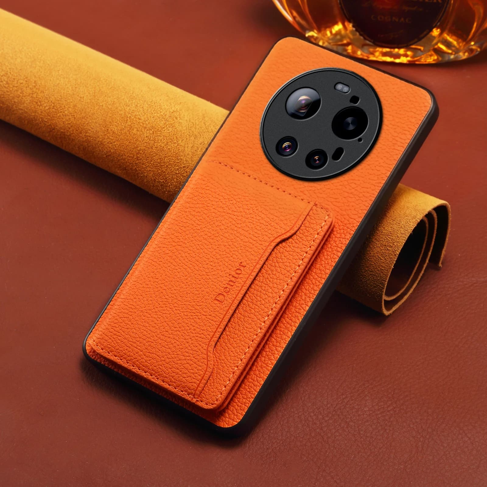 Denior Suitable for Xiaomi 17/15/14 Ultra Removable Magnetic Card Pocket Leather Phone Case,MagSafe Compatible Wallet Stand Case