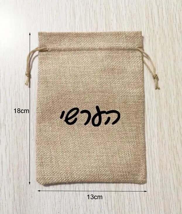 100 pezzi 13x18 cm sacchetti di lino con coulisse in canapa naturale sacchetti stampati con logo nero sacchetto di imballaggio regalo per la conservazione della casa personalizza il logo