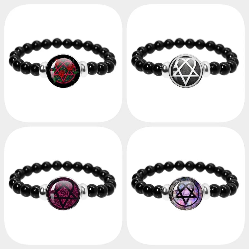 Popolare Hip Hop Rock Musica Lui Heartagram Star Heart Patten Cupola di vetro Cabochon Bracciale con perline di vetro Ventole Regali di gioielli con ciondoli