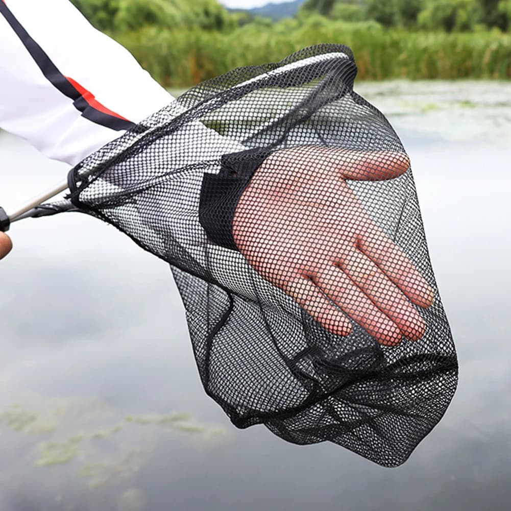50cm Nylon Landing Net Aluminum Alloy Retractable Fishing Net Portable Fishing Landing Mesh Foldable Fishing Tools