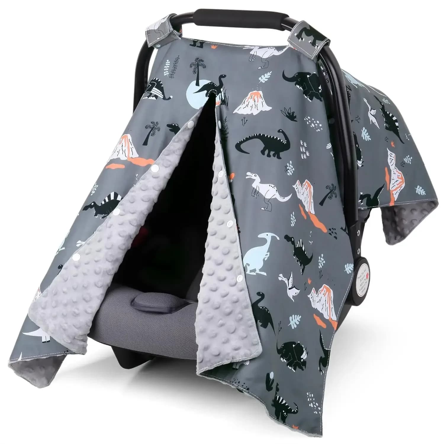 1pc Baby Carrier Seat Cover Soft Cartoon Print Dust Sun Protection Ergonomic Design for Infant Travel White with Green Blue