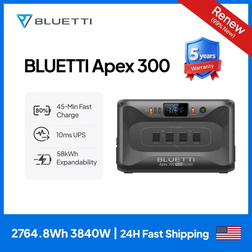 'RENEW'BLUETTI Apex 300 2764Wh Portable Power Station Reliable Energy Solution for Home and Outside
