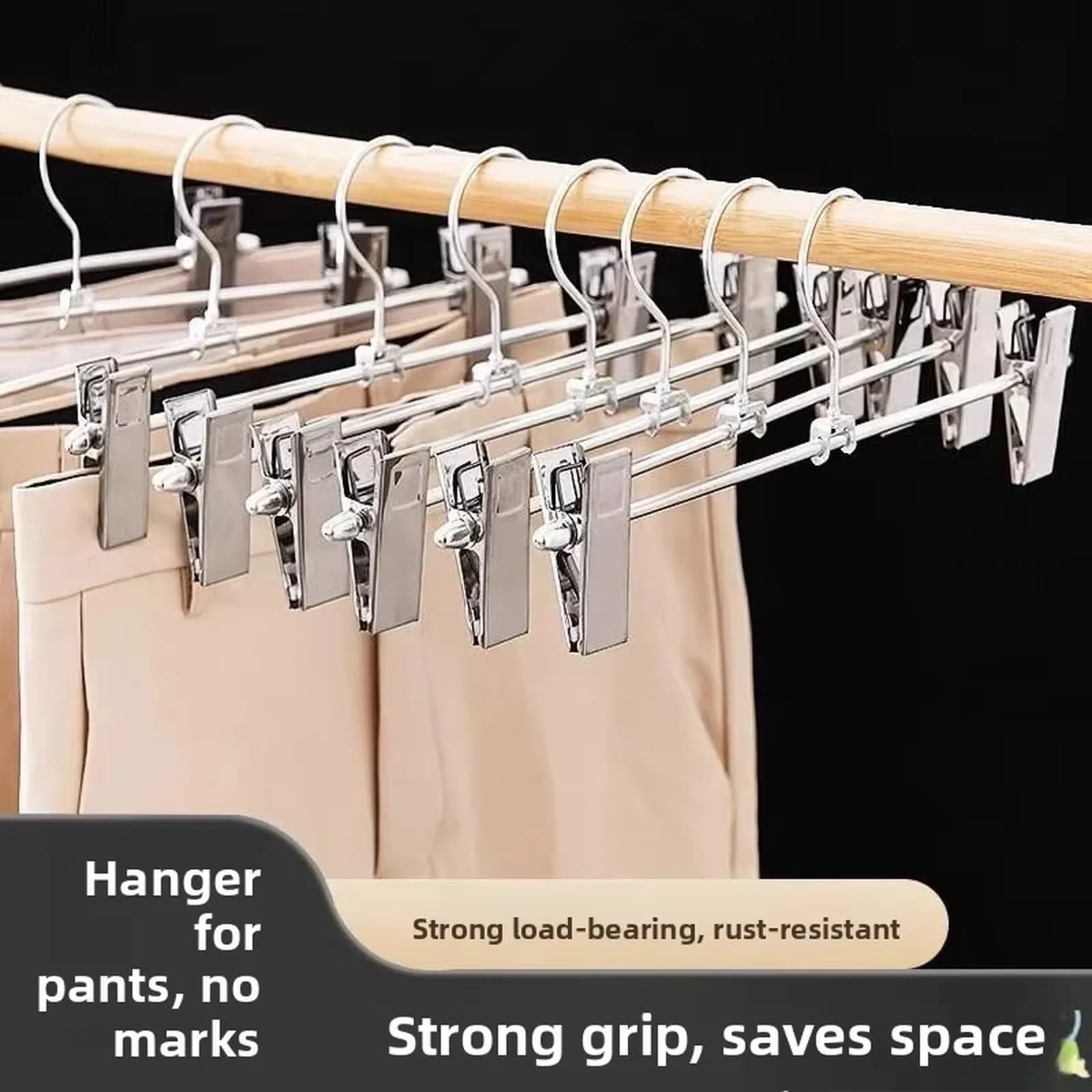 Pack of 5 stainless steel coat hangers for pants, with anti-accruciating clip, for skirts and clothes JK