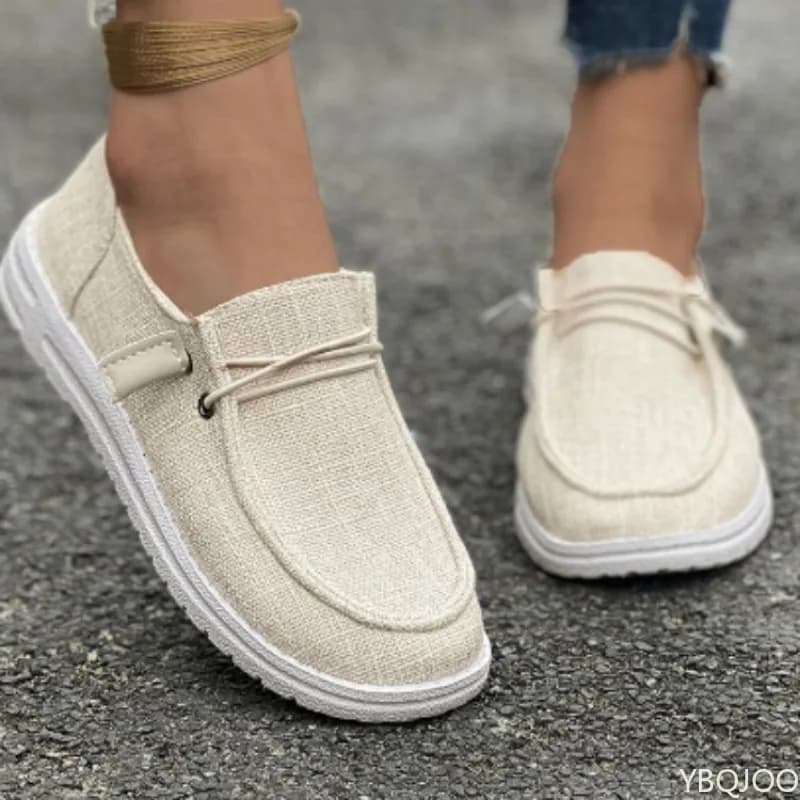 Women 2025 Spring Fashionable Non Slip Flat Shoes Cozy Plus Size Canvas Flats Woman Lightweight comfort Slip On Casual Shoes