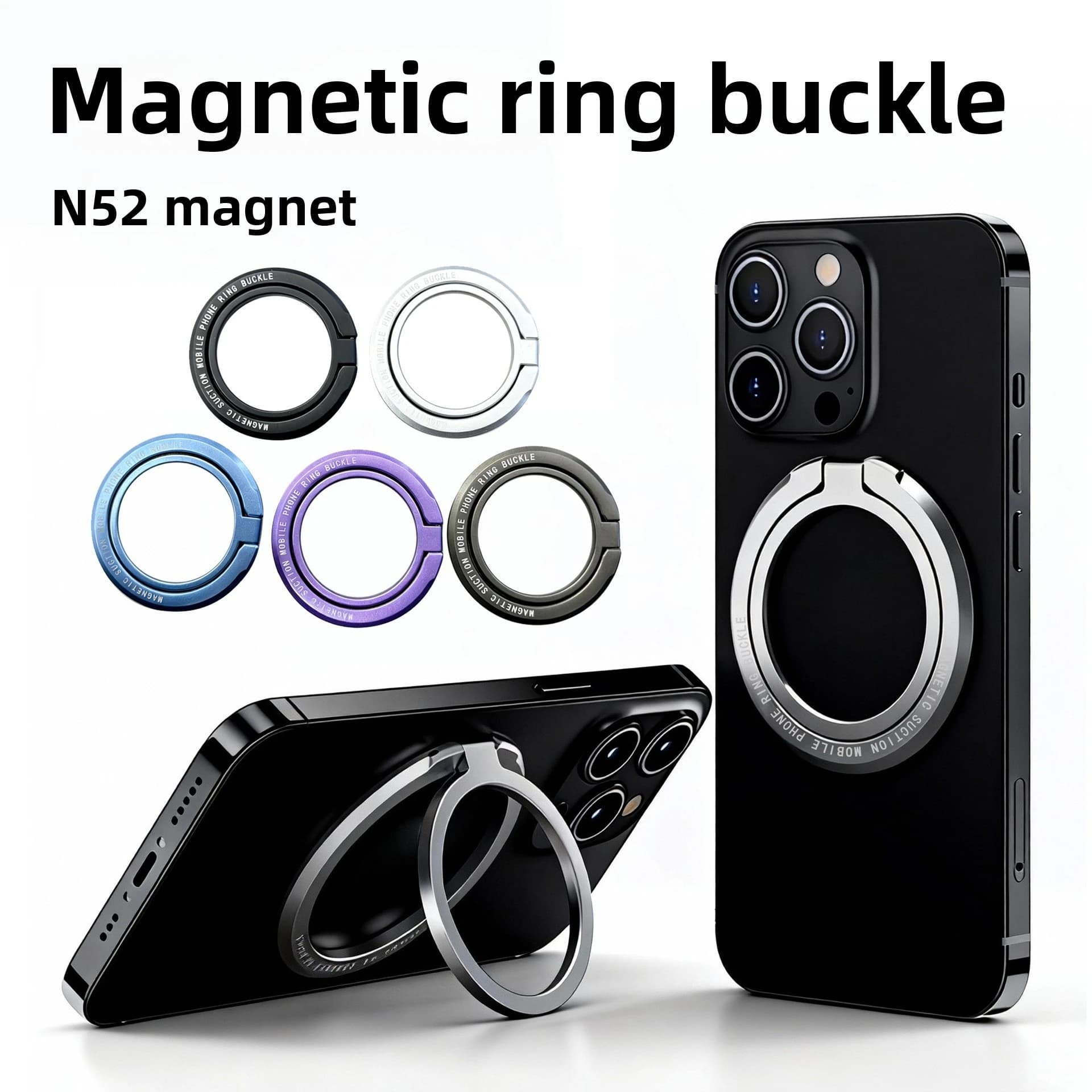 Magnetic Ring IPhone Holder for MagSafe Removable Grip Stand for IPhone Support Portable Mobile Phone Magnet Foldable Bracket