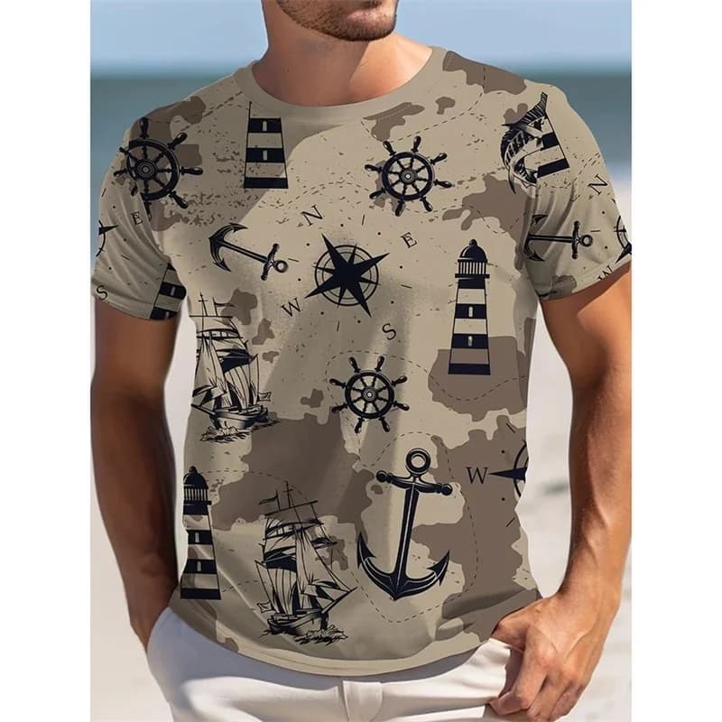 Summer fashion men's printed T-shirt round neck plus size comfortable short sleeved sports casual quick drying men's T-shirt top