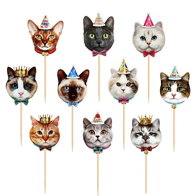 10 pezzi corona cane gatto cake topper buon compleanno matrimonio bambini festa baby shower cupcake toppers arco cappello decorazione forniture di cottura