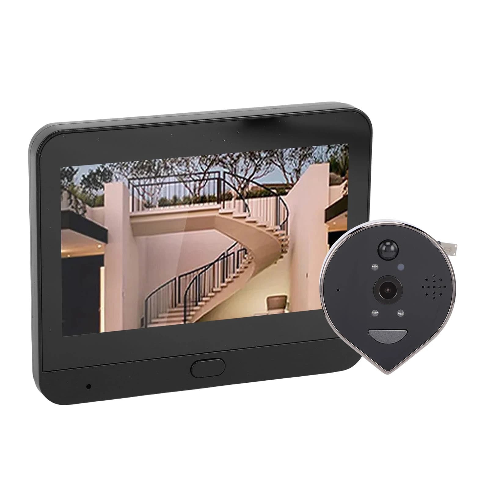 Telecamera Spioncino per Porta, Supporto per Videocitofono Intelligente 3 MP 1080P, Visuale a 160 Gradi per Appartamento, Schermo da 4.3 Pollici, Rilevamento Movimento PIR