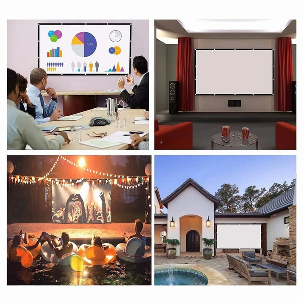 16:9 Simple Projector Curtain Set Portable HD Display Screen Household Bedroom Decoration for Home Outdoor Office
