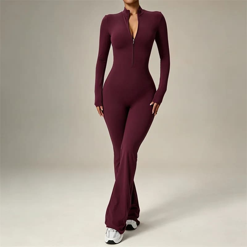 TRY TO BN Yoga Jumpsuit Long Sleeve Zipper High Strength Squat-Proof Sports One Piece Bodysuit Fitness Workout Gym Woman Clothes