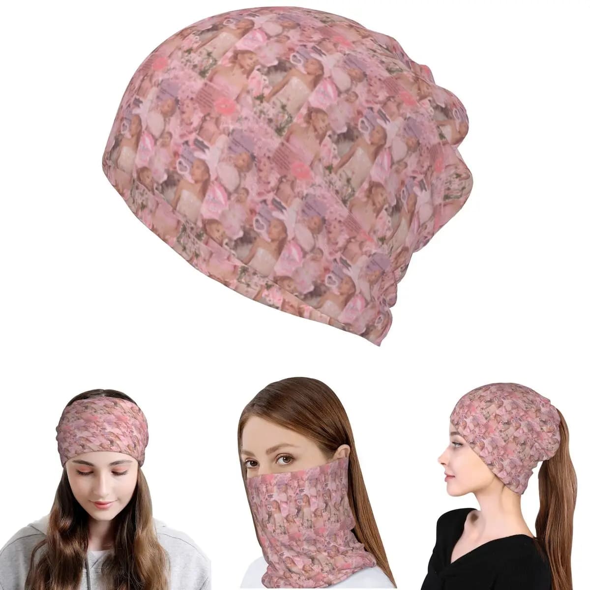 Bandana Ariana Grande Singer, sciarpa avvolgente per il collo, caldo cappello balaclava, berretto invernale unisex per adulti