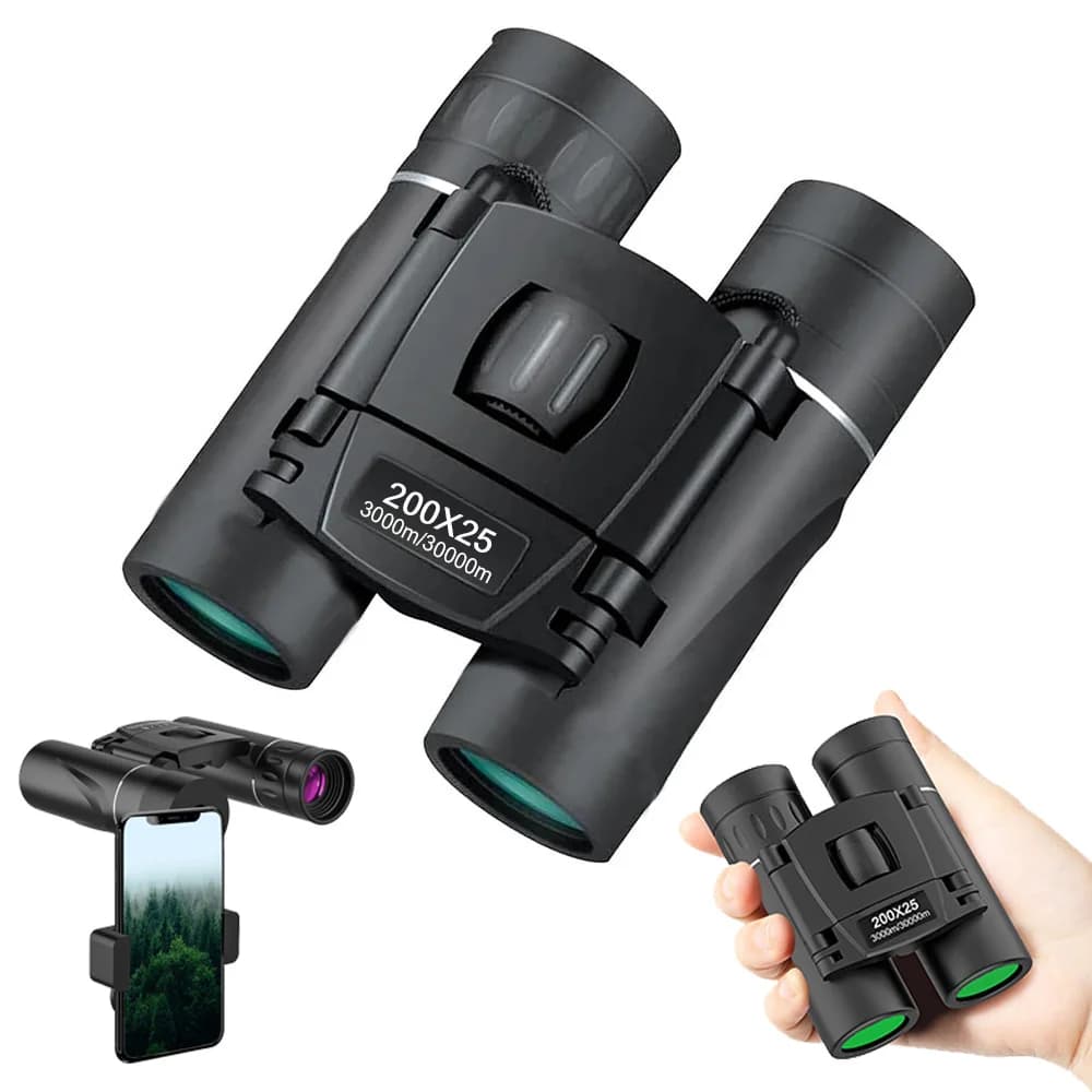 Mini binocolo tascabile ad alta potenza 200x25 per adulti e bambini con telescopio binocolo compatto con prisma Bak4 per concerti di caccia